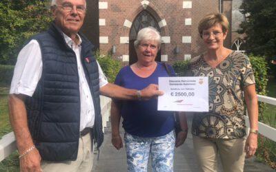 Cheque uitgereikt aan Diaconie Hervormde Kerk voor noodhulp Oekraïne.