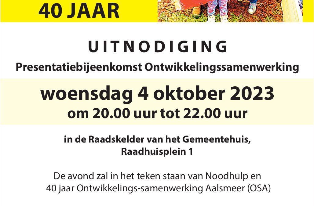 aankondiging presentatieavond OSA 4 oktober in raadskelder gemeentehuis