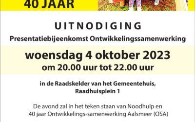 aankondiging presentatieavond OSA 4 oktober in raadskelder gemeentehuis